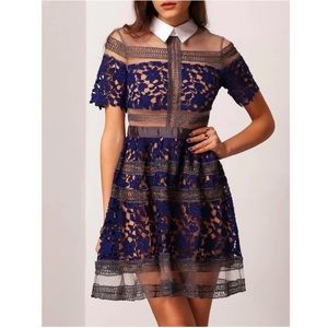 Mesh appliqué skater dress